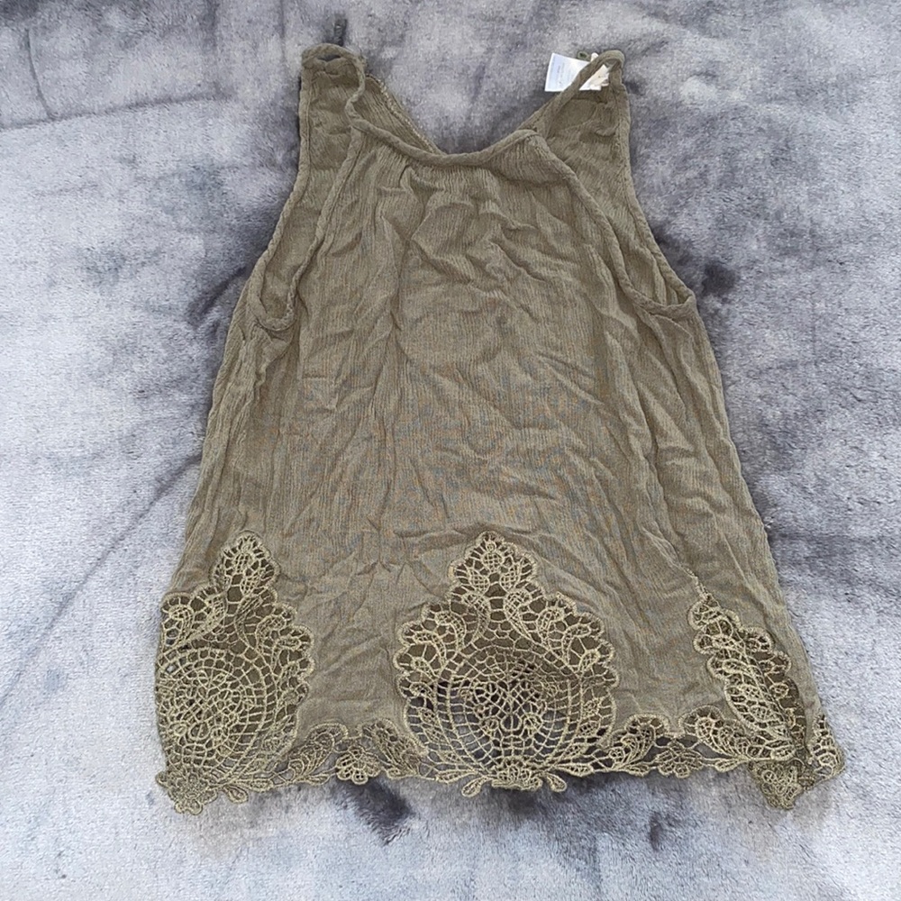 inTu Olive Green Sleeveless Pattern Design Cami